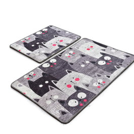 Mijölnir Juego de alfombras de baño Meow - Grey